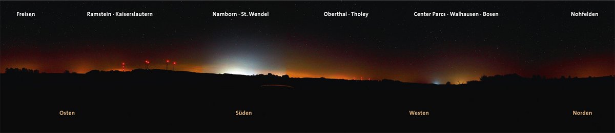 Lichtverschmutzung im Sankt Wendeler Land, von der Walhausener Höhe aus gesehen